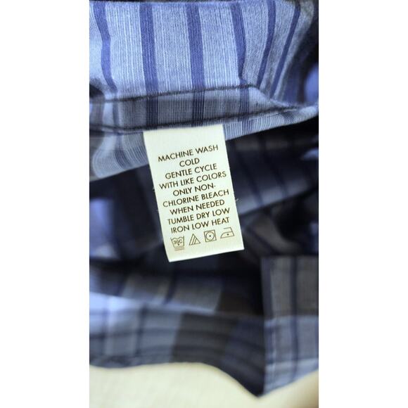 Calvin Klein L Button Down Shirt Men's XL Slim Fit Blue Plaid Long‎ Sleeve - Picture 9 of 9